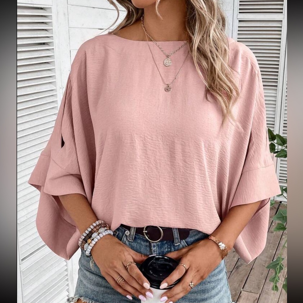 Oversized Cut Out Cold Shoulder Top Blouse Shirt - Picture 3 of 6